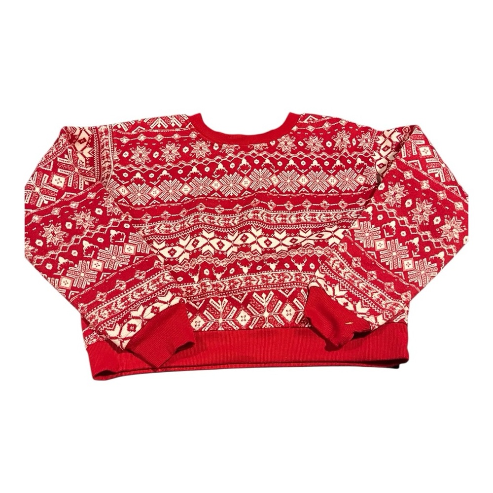 Better Together Red Fair Isle Snowflake Reindeer Christmas Sweater Women’s Small